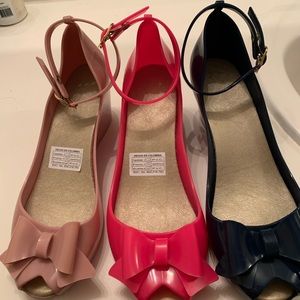 Hot pink wedge sandals